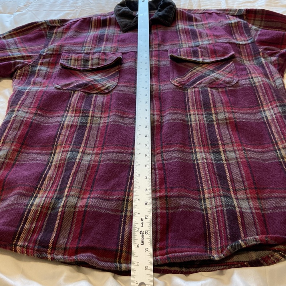 No Fear Red Plaid Zip Up Flannel Jacket Men Medium Grunge Y2K Skater Heavyweight - Picture 8 of 10